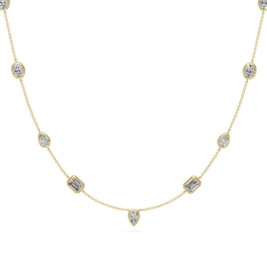 3.65 Ct Pear Emerald Oval Cut Diamond Chain Necklace VS1 D-F White Gold 14k