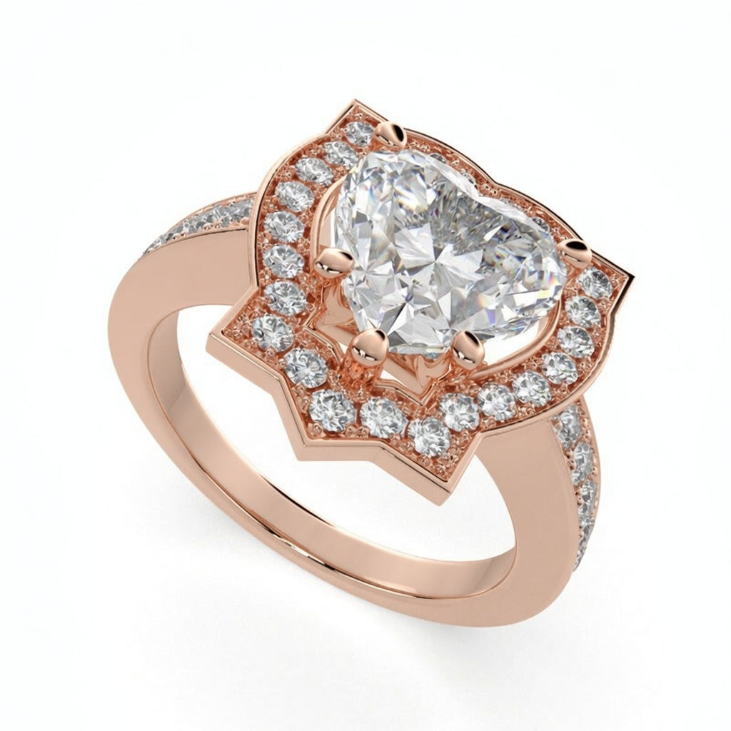 Amalia 1.5 Carat Heart Cut Halo Pave Engagement Ring