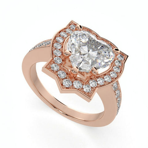 Amalia 1.5 Carat Heart Cut Halo Pave Engagement Ring