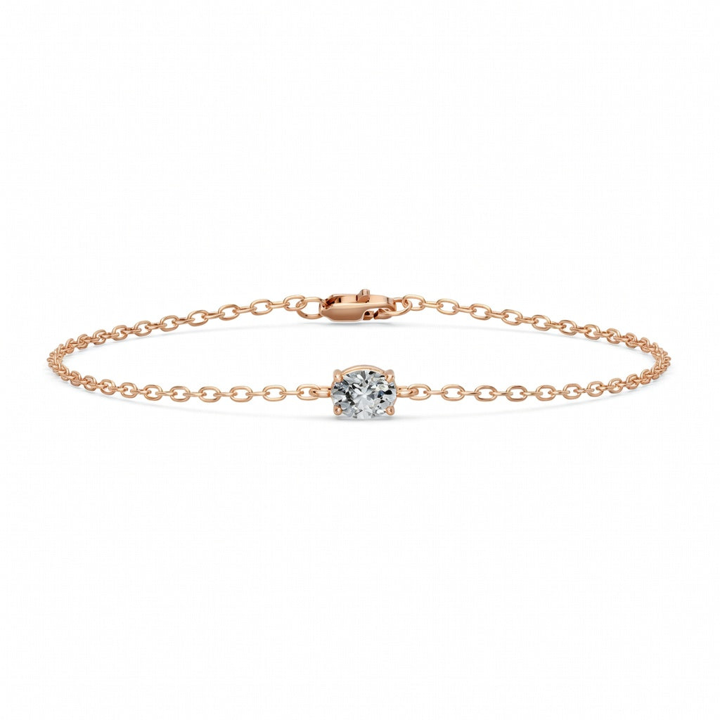 0.55 Carat Oval Cut Diamond Chain Bracelet VS1 D F White Gold 14k