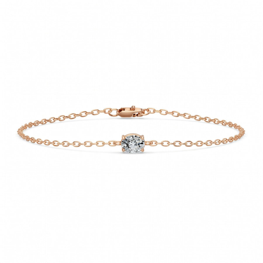 0.55 Carat Oval Cut Diamond Chain Bracelet VS1 D F White Gold 14k