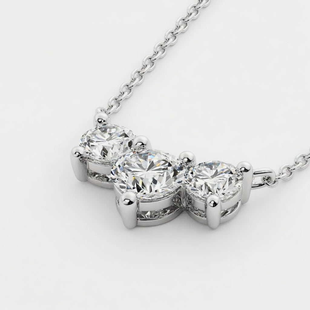 1.00 CTW Round Lab-Grown Diamond Three-Stone Pendant with Adjustable Chain (D–F / VS1–VS2)