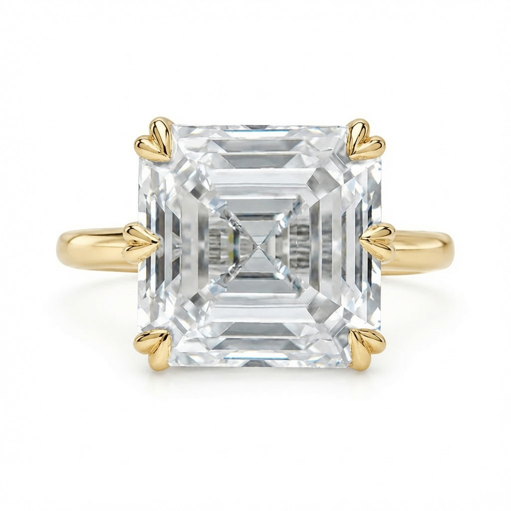4.50 CT Asscher Cut Lab-Grown Diamond Solitaire Engagement Ring in 14K White Gold – Classic Art Deco Design
