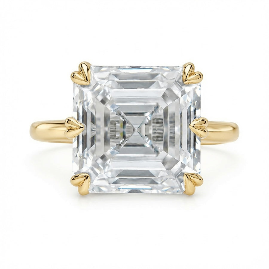 4.50 CT Asscher Cut Lab-Grown Diamond Solitaire Engagement Ring in 14K White Gold – Classic Art Deco Design