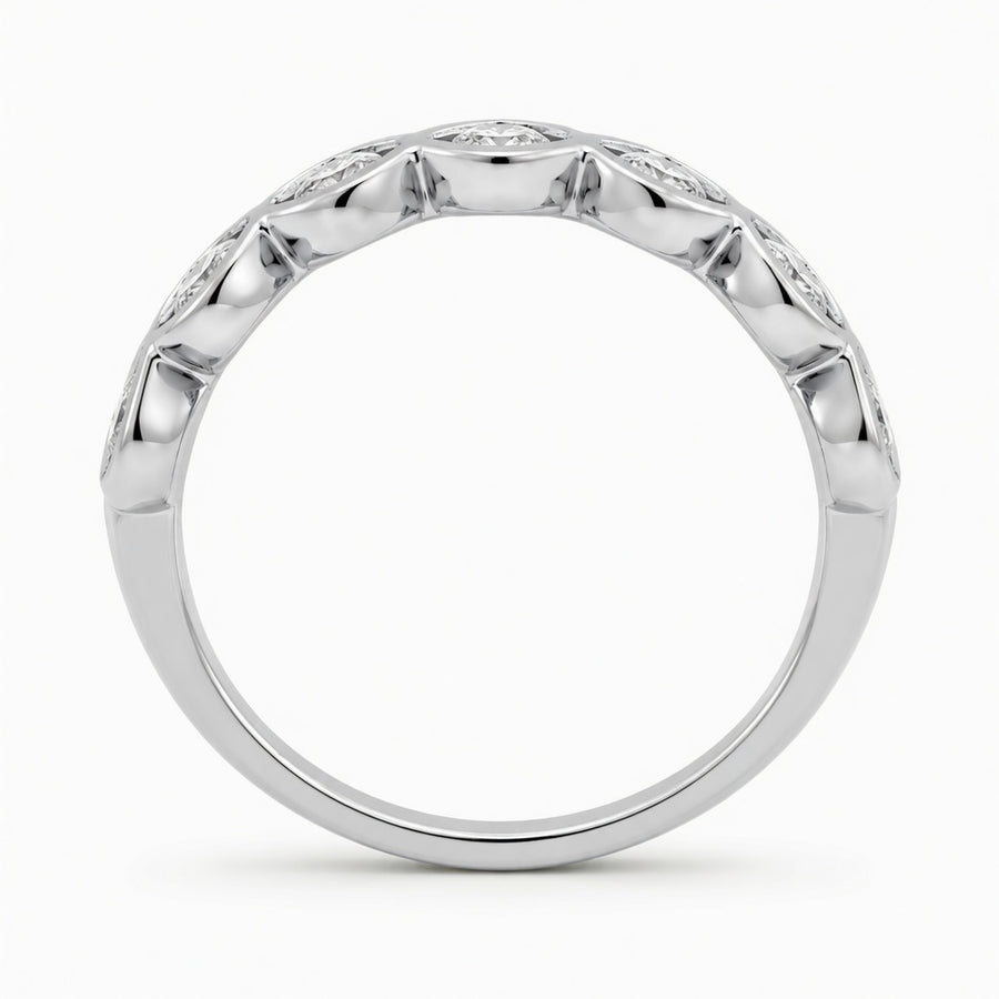 1.00 CT Lab-Grown Diamond Half Eternity Ring in 14K White Gold (D–F / VS1–VS2)