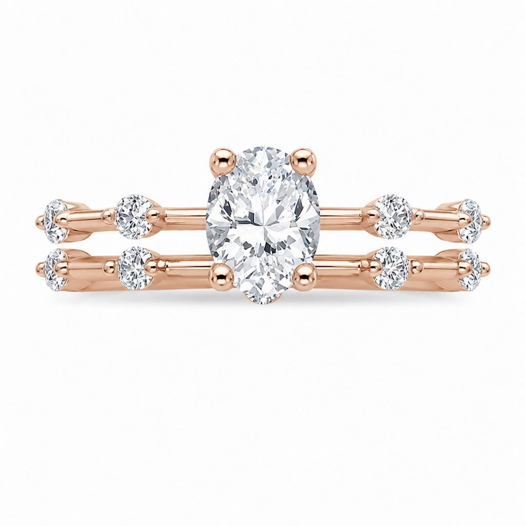 2.00 CT Aimee Lab-Grown Diamond 2PCS Bridal Set in 14K Yellow Gold – Ultra-Thin Modern Wedding Ring Design