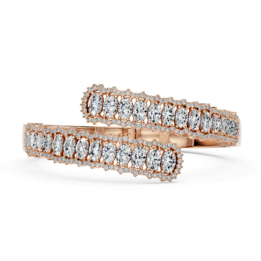 9.72 Carat Oval Round Cut Diamond Bangle Bracelet VS1 D F White Gold 14k