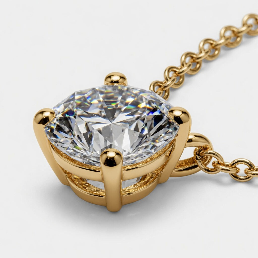1.00 Carat Round Cut Lab-Grown Diamond Solitaire Pendant VS1 D-F White Gold 14K