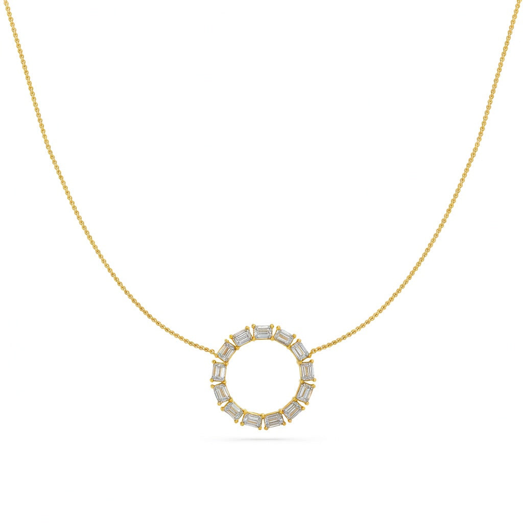 1.85 Ct Emerald Cut Diamond Chain Necklace VS1 D-F White Gold 14k