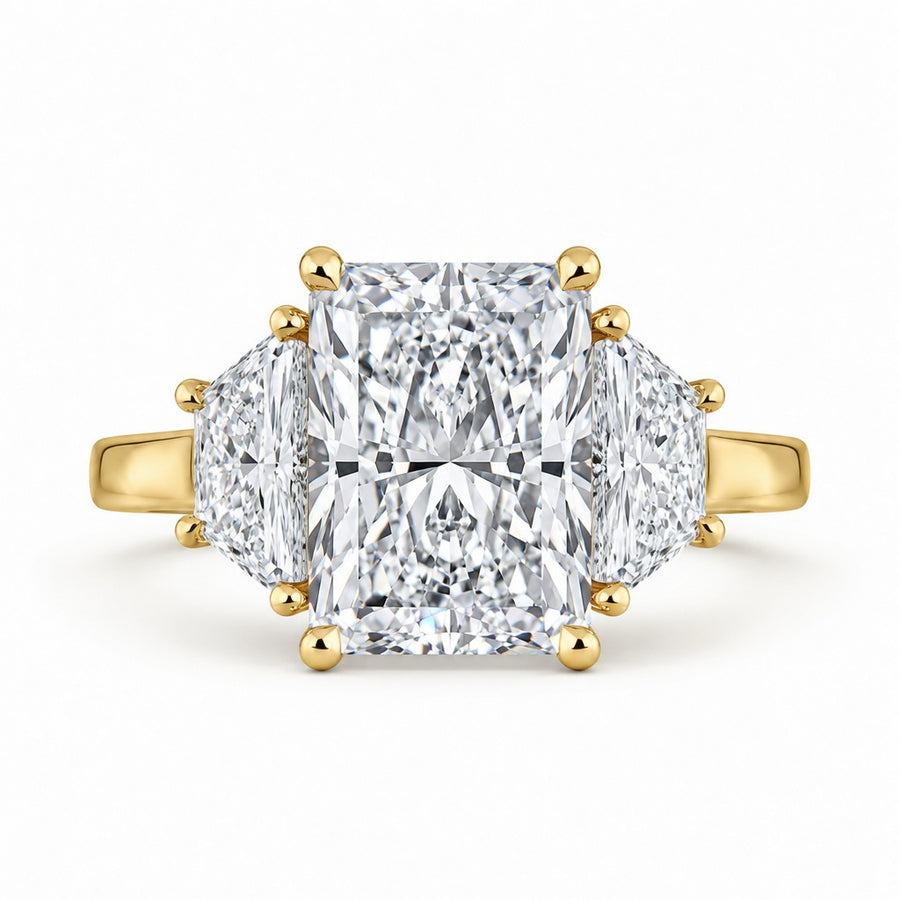 4.20 CT Radiant Lab-Grown Diamond Three-Stone Engagement Ring in 14K White Gold – Luxury Proposal Design