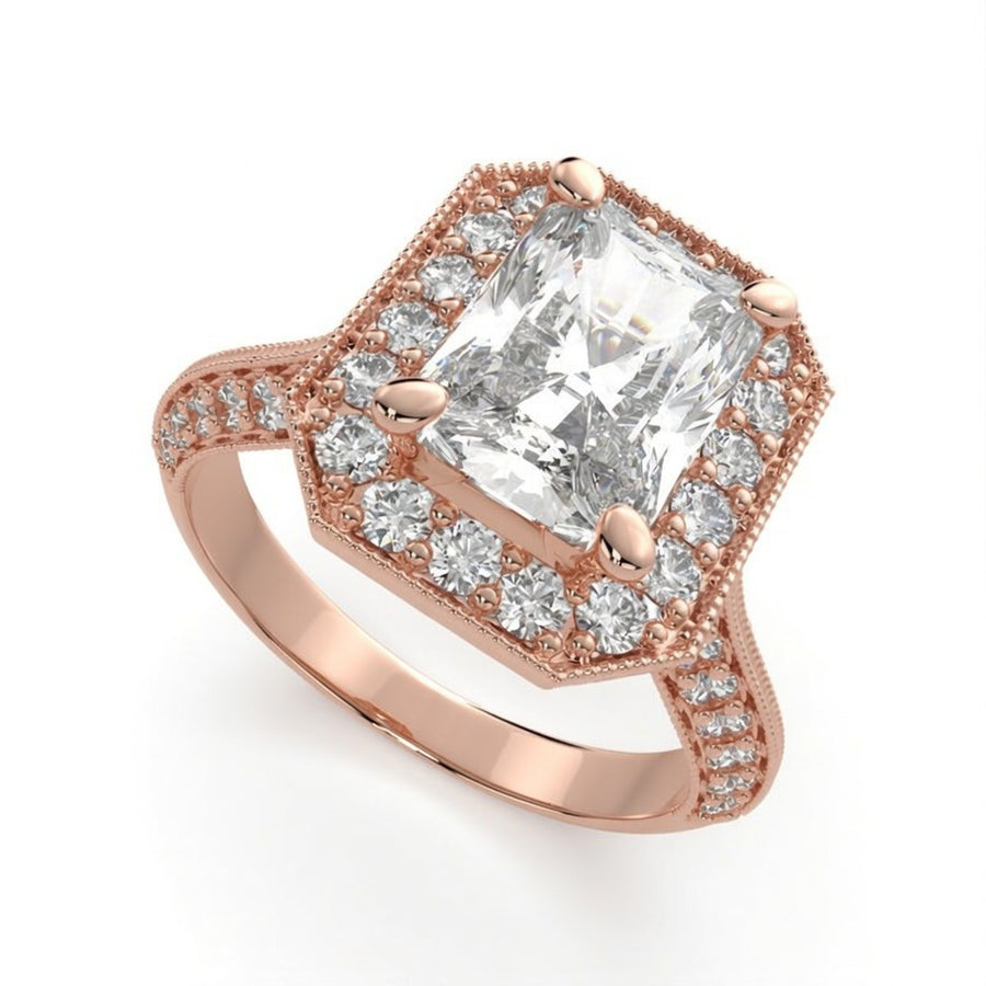 Isadora 1.4 Carat Radiant Cut Halo Pave Engagement Ring