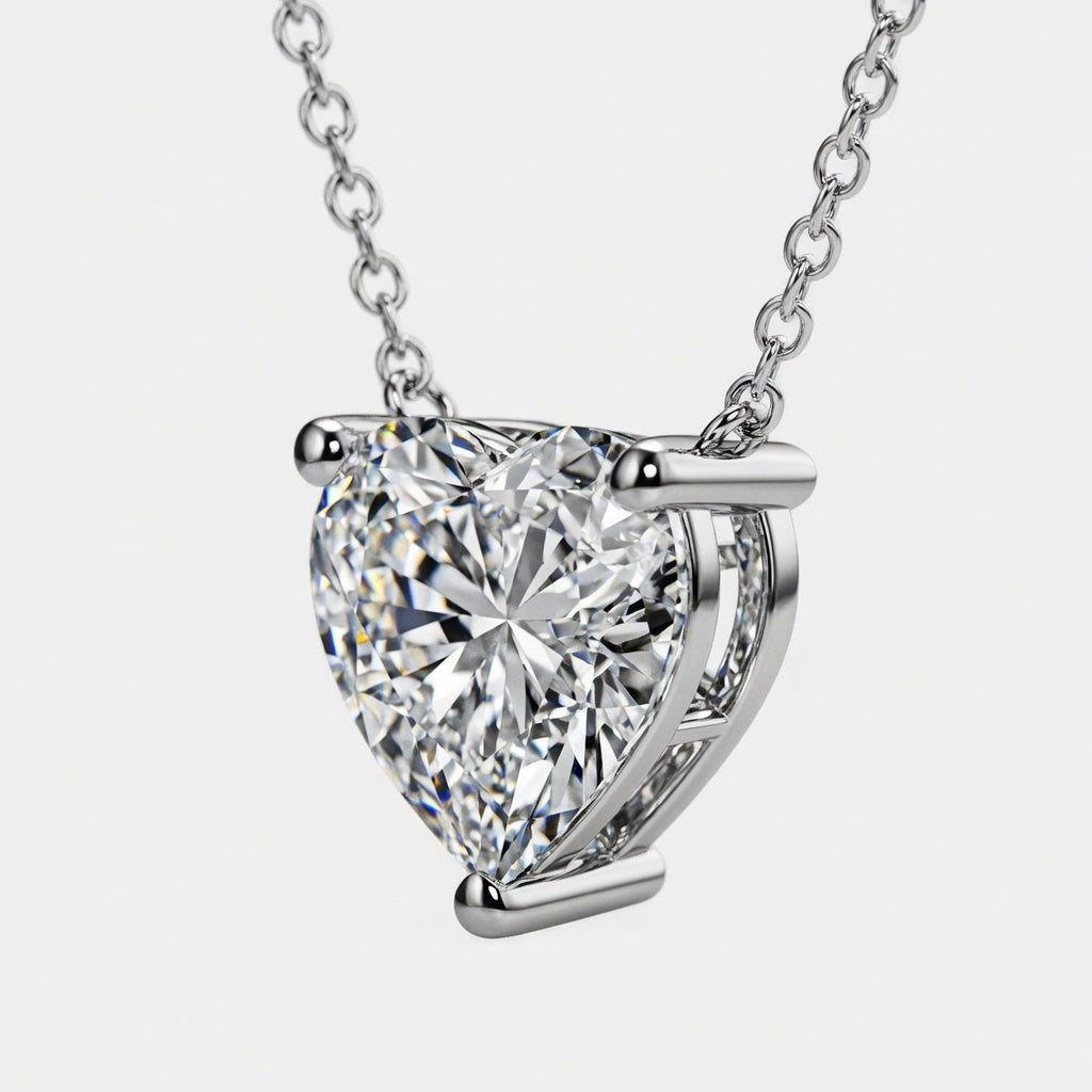 3.00 Carat Heart Shape Lab-Grown Diamond Solitaire Pendant VS1 D-F 14K White Gold