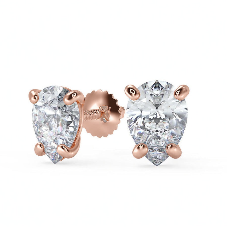 5.5 Ct Pear Cut Stud Diamond Earrings VS1 D Screw Back White Gold 14k