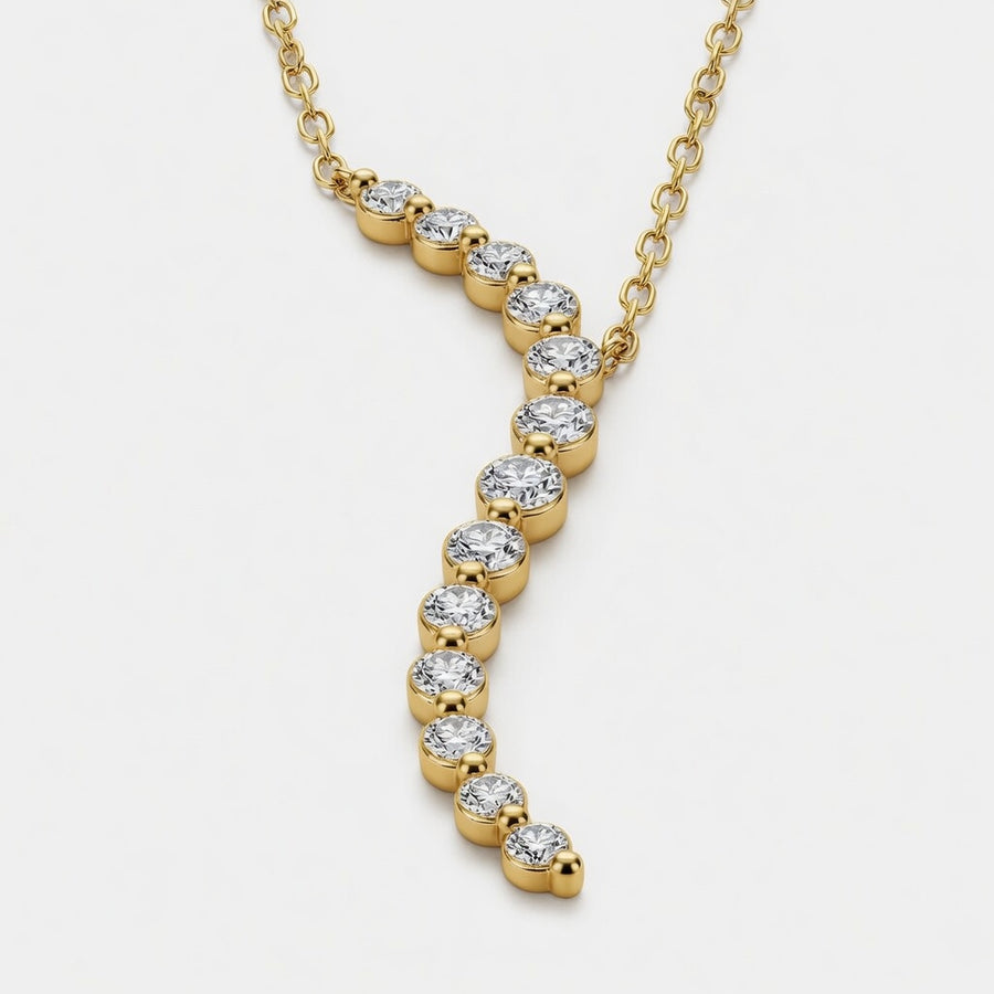 14K White Gold Curved Floating Lab-Grown Diamond Pendant (1.15 CTW – D–F / VS1–VS2)