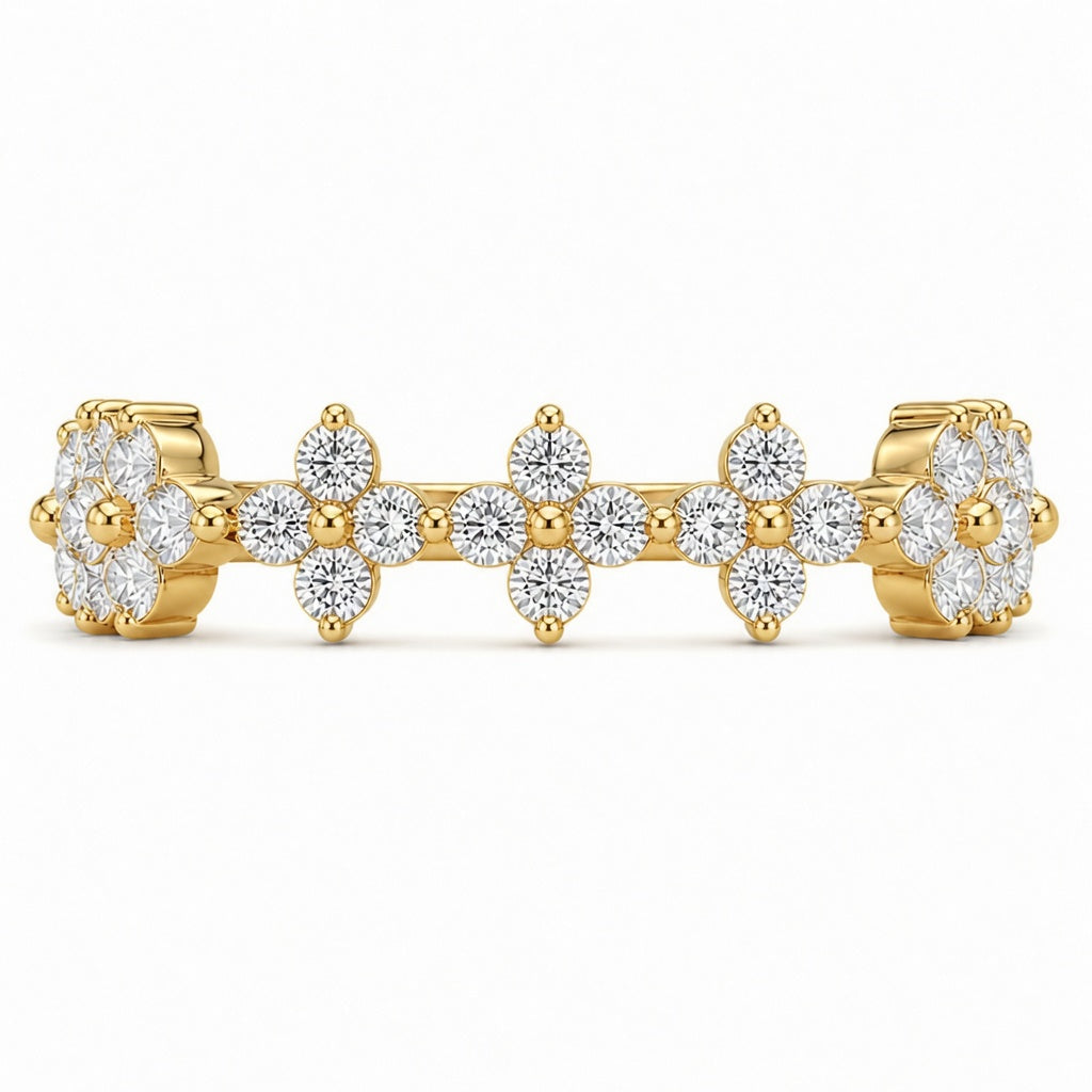 14K White Gold Lab-Grown Diamond Cluster Fashion Ring (1.00 CTW – D–F / VS1–VS2)