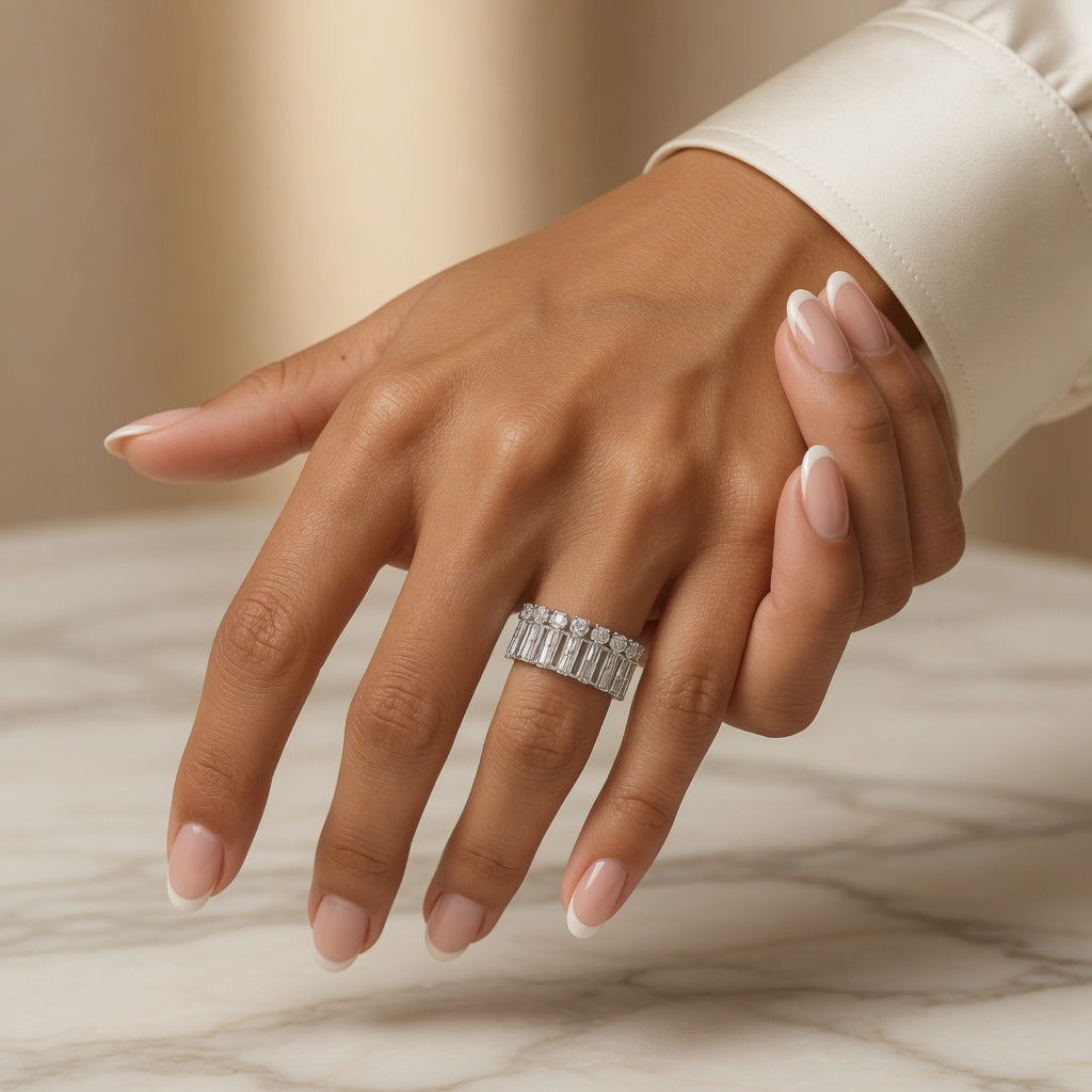 1.32 CT Lab-Grown Diamond Band Ring in 14K White Gold (D–F / VS1–VS2)