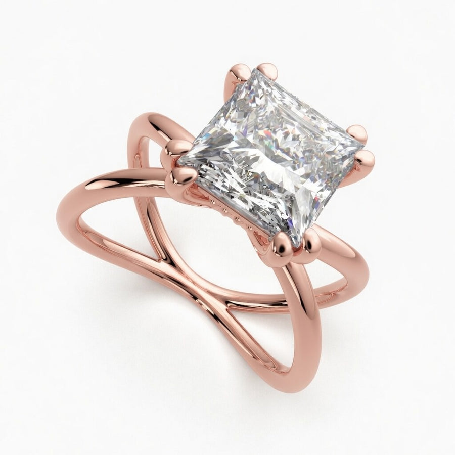 Tatiana 2 Carat Princess Cut Solitaire Split Shank Engagement Ring