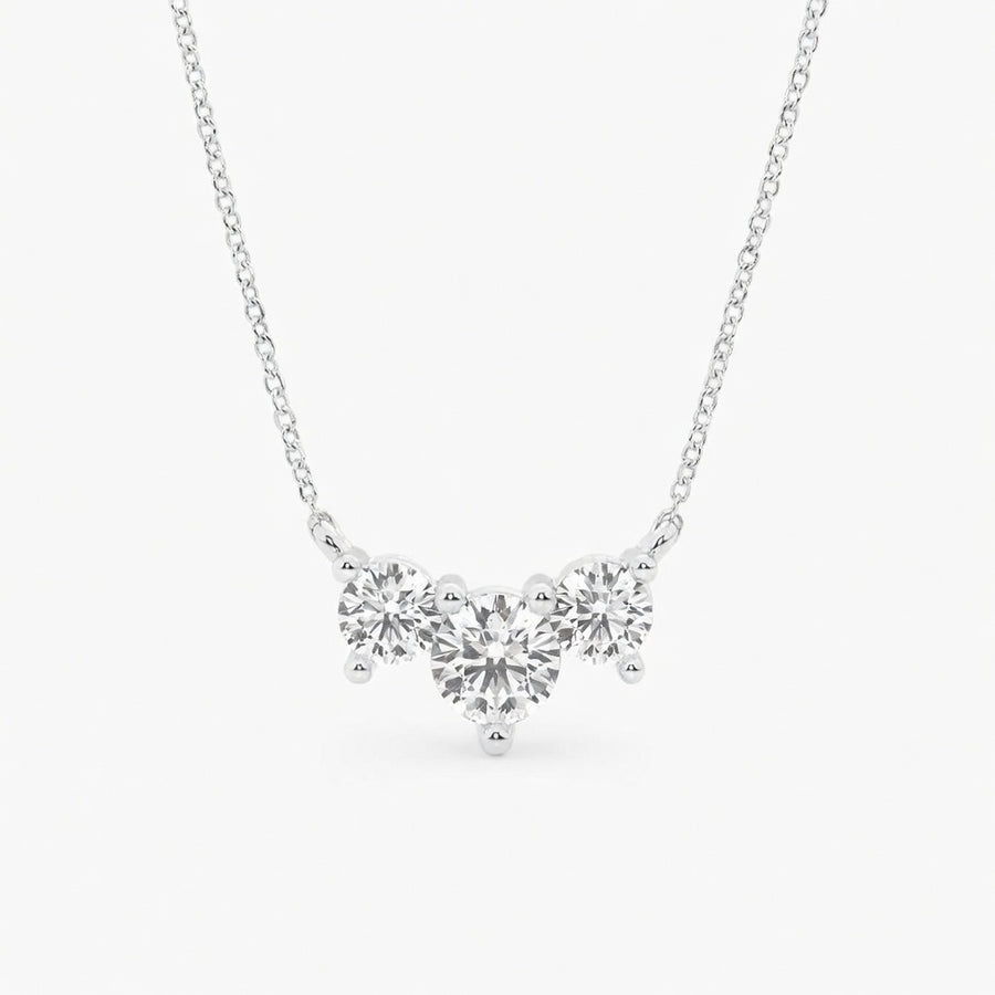 14K White Gold Three-Stone Round Lab-Grown Diamond Pendant (1.00 CTW – D–F / VS1–VS2)