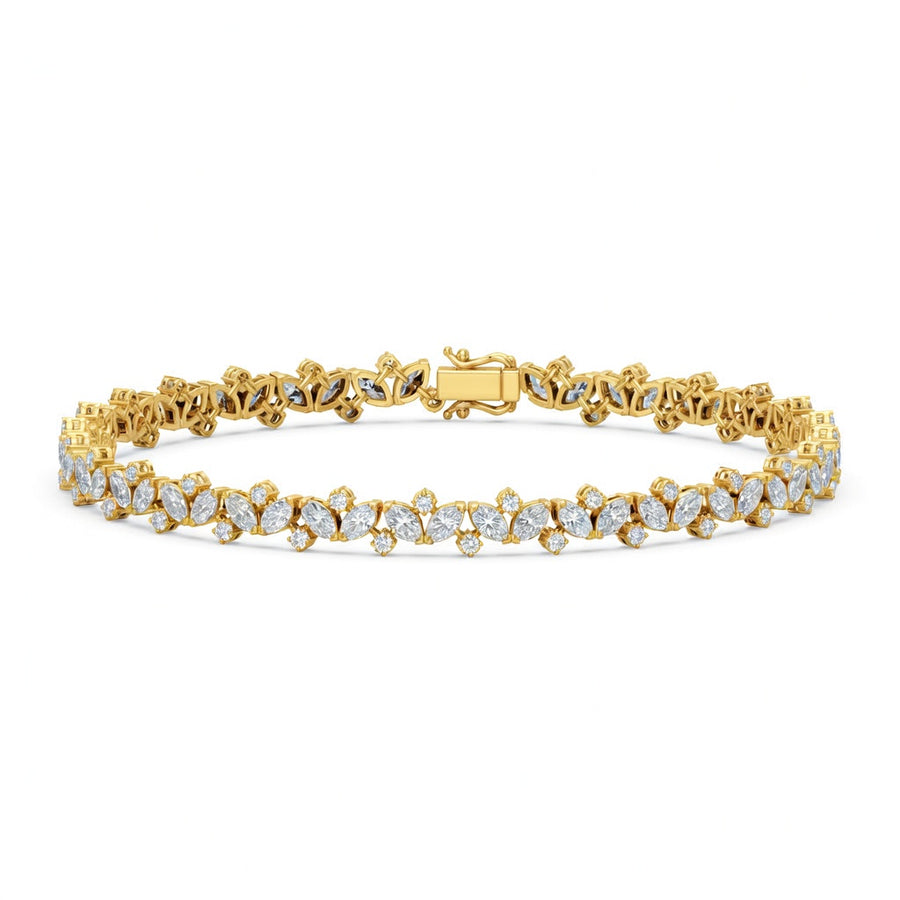 4.45 Carat Marquise Cut Diamond Tennis Bracelet VS1 D F White Gold 14k