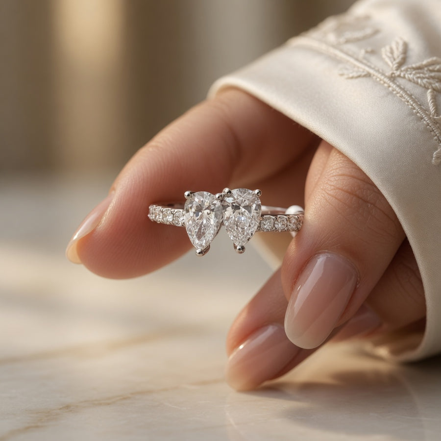 1.25 CT Two-Stone Lab-Grown Diamond Fashion Ring in 14K White Gold (D–F / VS1–VS2)