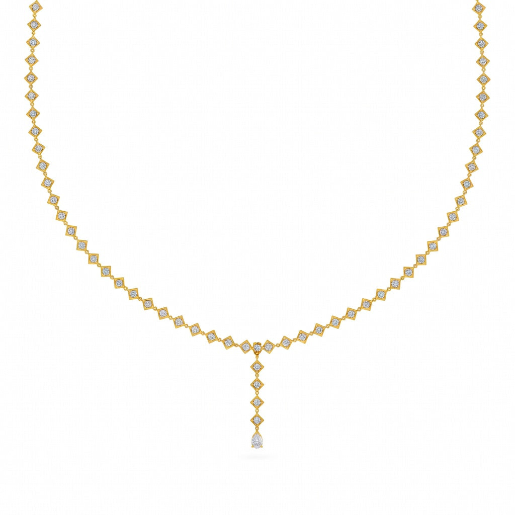 4.75 Ct Pear round Cut Diamond Lariat Necklace VS1 D-F White Gold 14k