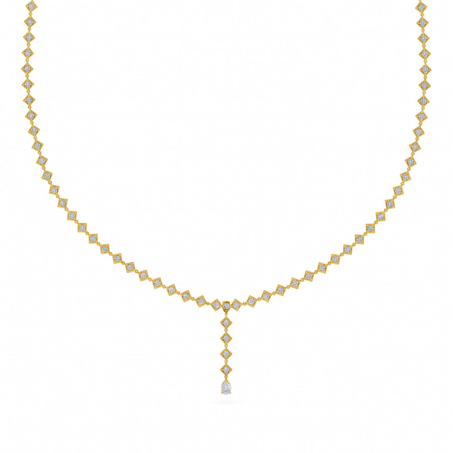 4.75 Ct Pear round Cut Diamond Lariat Necklace VS1 D-F White Gold 14k