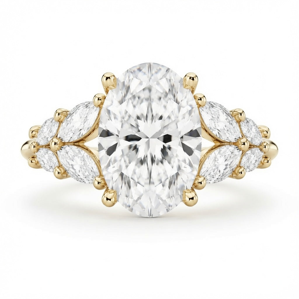 2.50 CT Oval Lab-Grown Diamond Hidden Halo Engagement Ring in 14K White Gold – Vintage Bridal Design