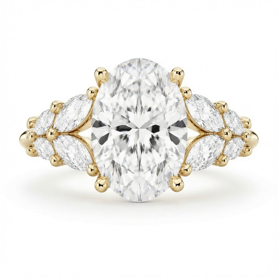 2.50 CT Oval Lab-Grown Diamond Hidden Halo Engagement Ring in 14K White Gold – Vintage Bridal Design