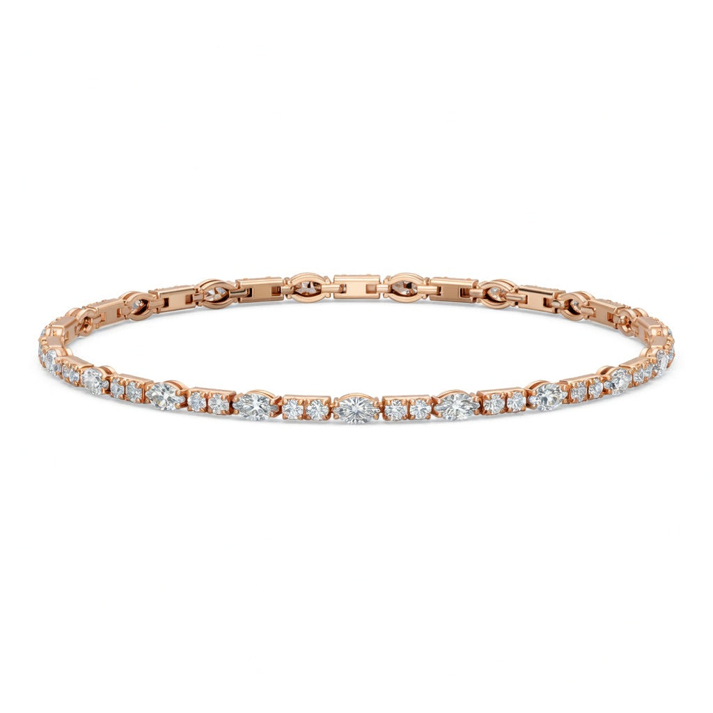 3.99 Carat Marquise Cut Diamond Tennis Bracelet VS1 D F White Gold 14k