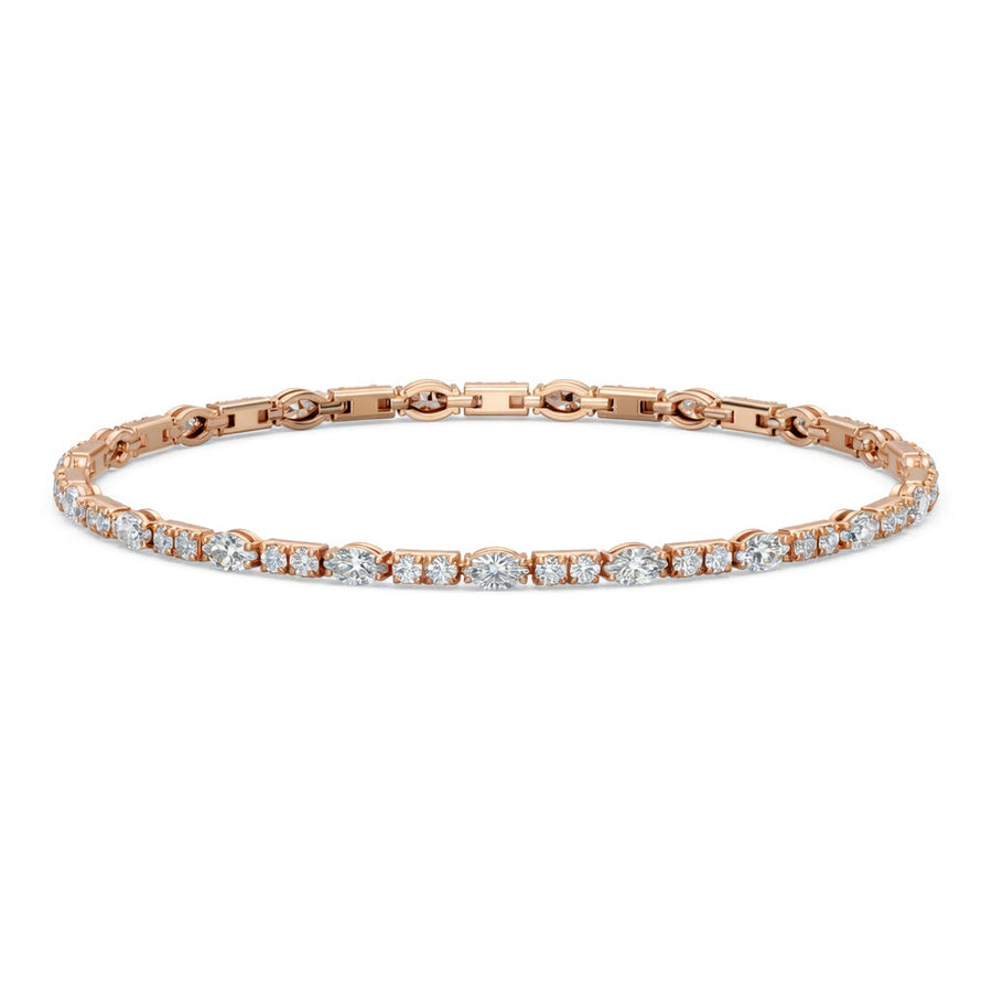 3.99 Carat Marquise Cut Diamond Tennis Bracelet VS1 D F White Gold 14k