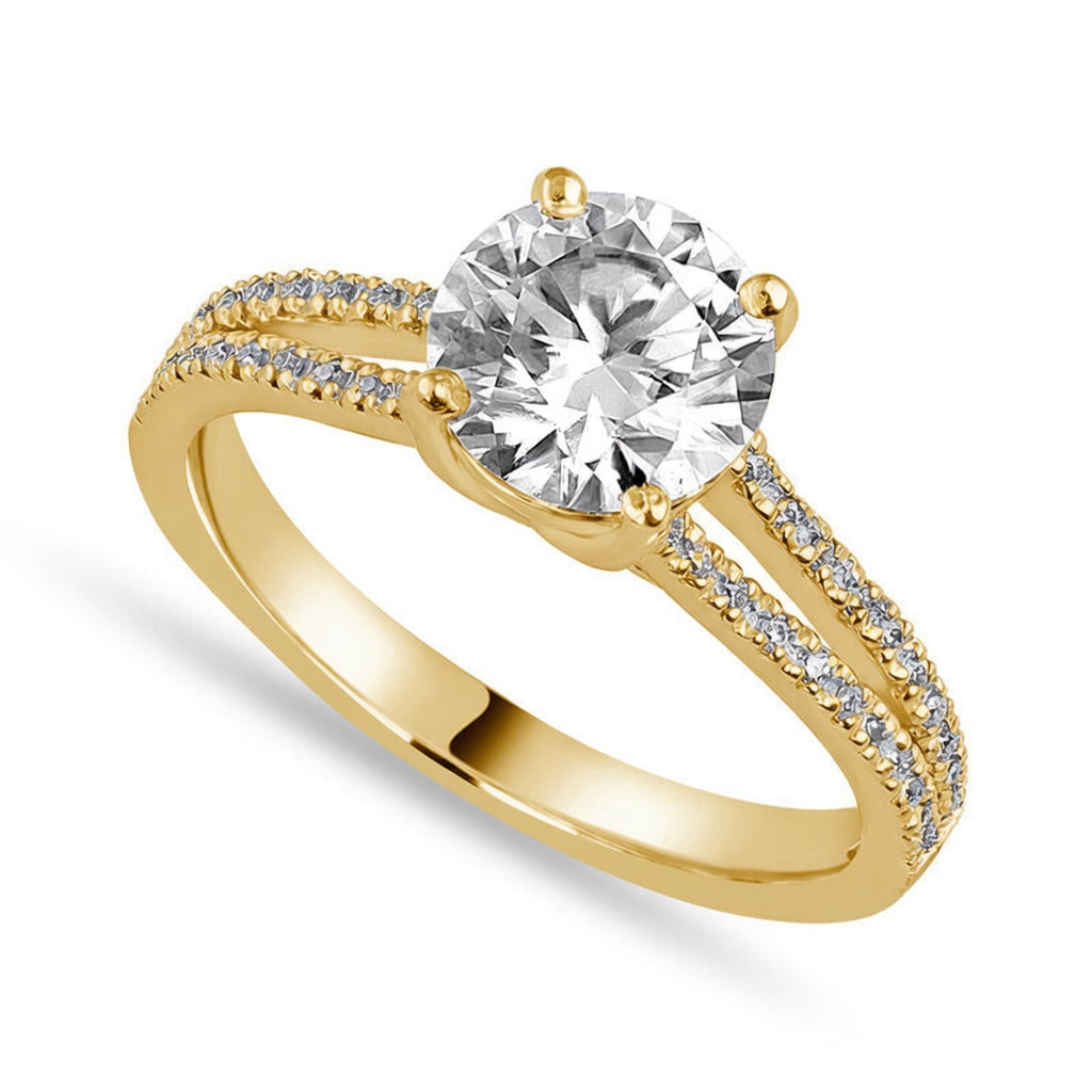Gabriella 2.72 ct Lab Grown Round Cut Pave 4 Prong Diamond Engagement Ring