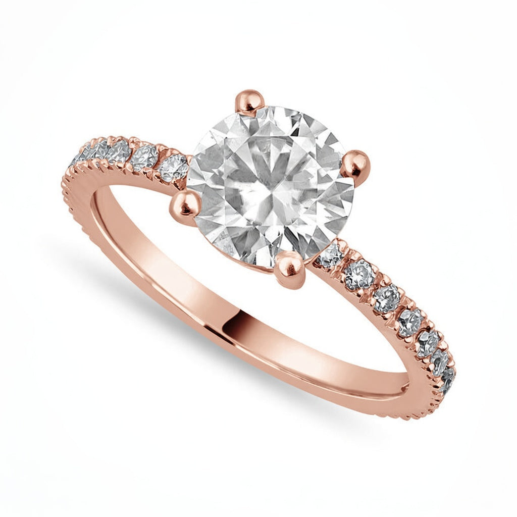 Sophia 2.2 ct Lab Grown Round Cut Classic Pave Diamond Engagement Ring