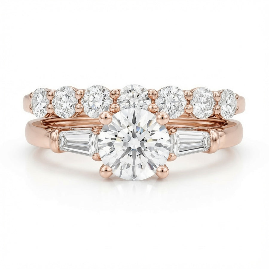 2.00 CT Round Cut Lab-Grown Diamond 3PCS Bridal Set in 14K White Gold – Brilliant Cut Trio Wedding Ring Design