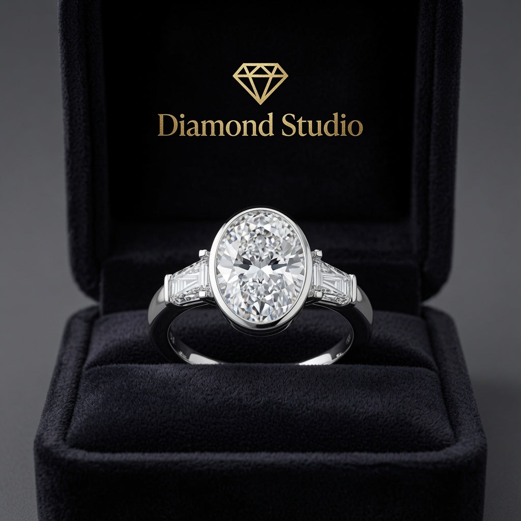 Emilia 3.5 Carat Oval Cut Trilogy 3 Stone Engagement Ring