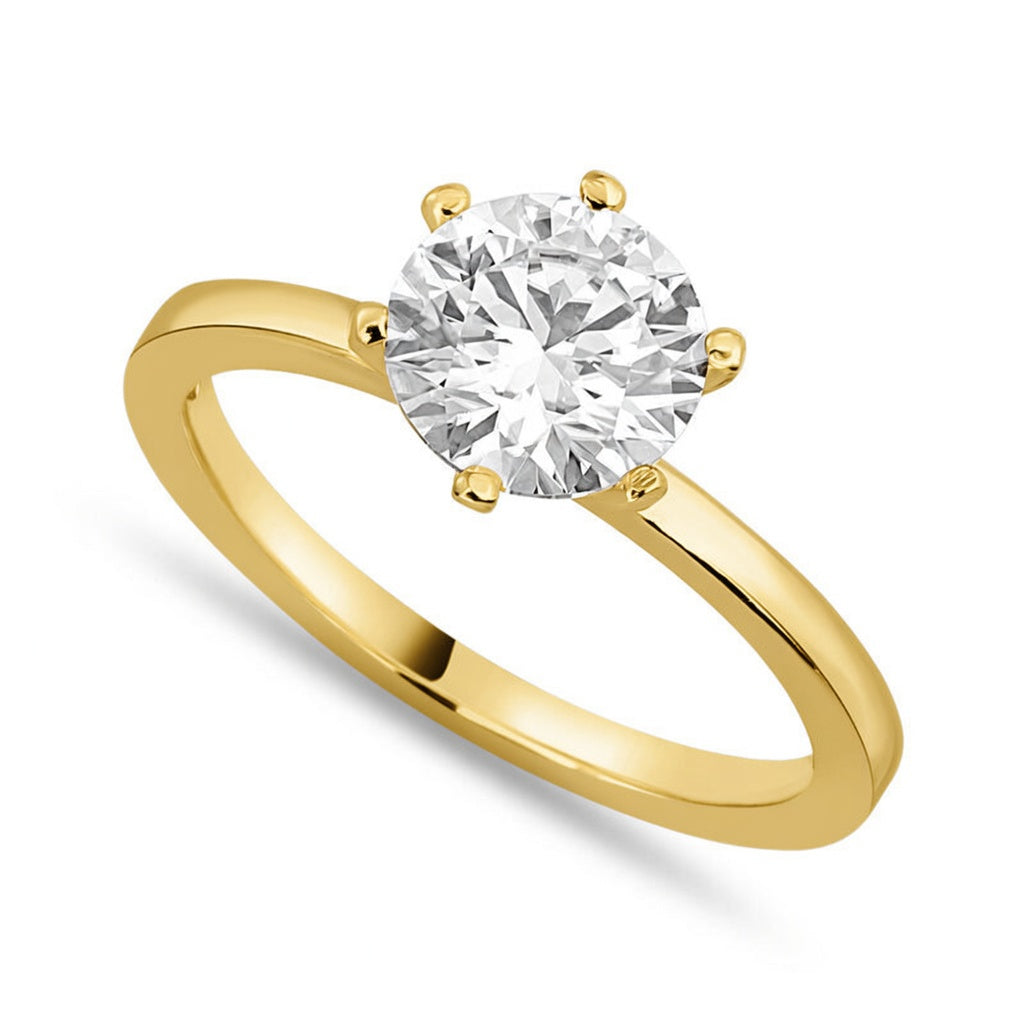 Hazel 3 ct Lab Grown Round Cut Classic 6 prong Diamond Engagement Ring