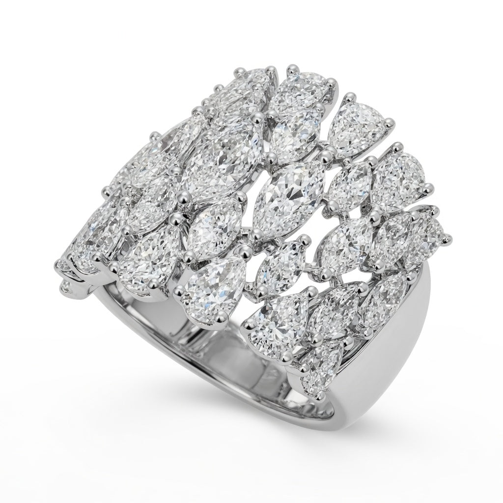 4.05 CT Lab-Grown Diamond Dome Fashion Ring in 14K White Gold (D–F / VS1–VS2)