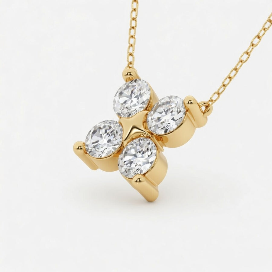 14K White Gold Four-Stone Round Lab-Grown Diamond Pendant (1.50 CTW – D–F / VS1–VS2)