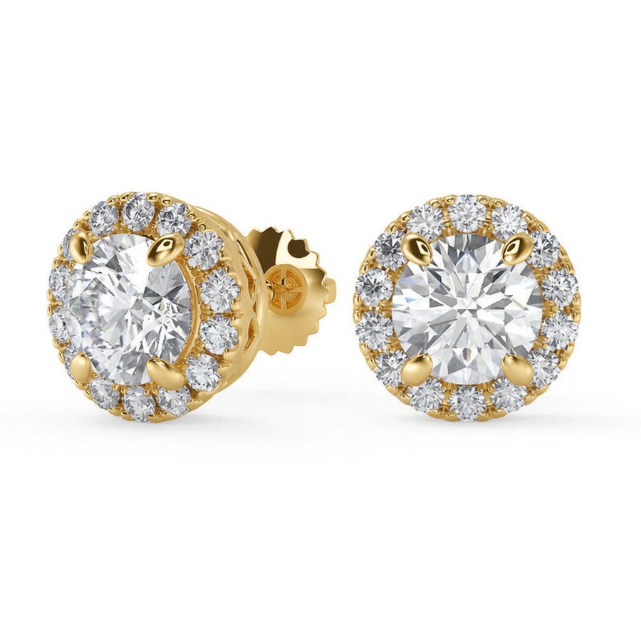 5 Ct Round Cut Stud Diamond Earrings VS1 D Screw Back White Gold 14k