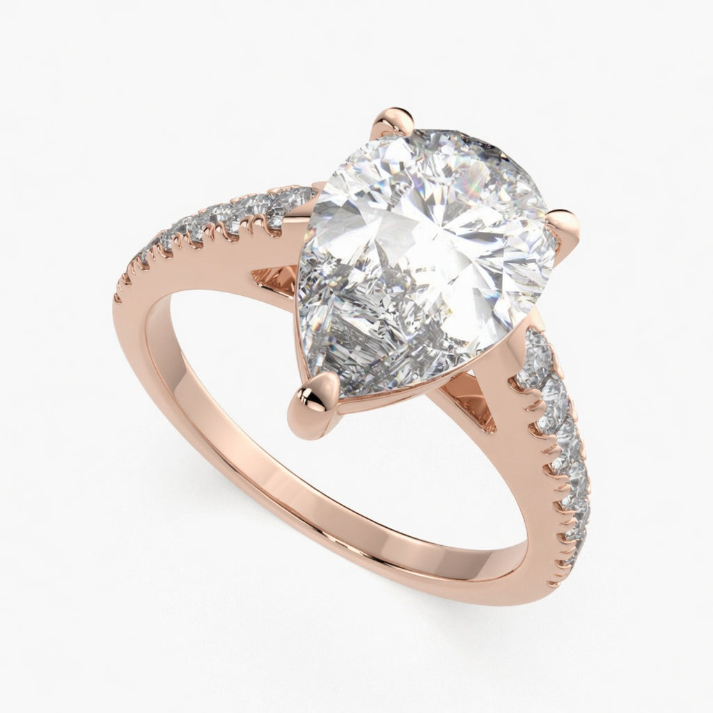 Karina 2.3 Carat Pear Cut Pave 6 Prong Engagement Ring
