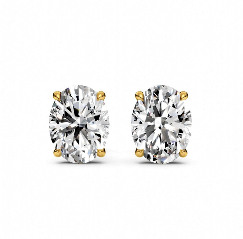 3 ct Oval Cut Stud Solitaire Butterfly Diamond Earrings VS1 D White Gold 14k