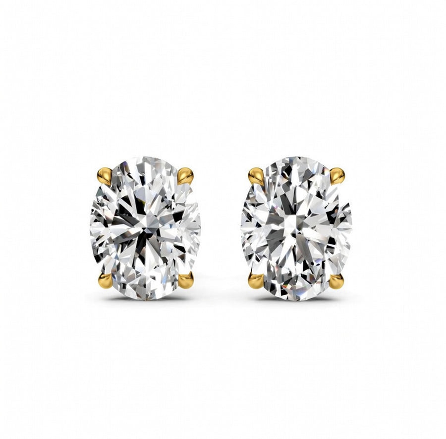 3 ct Oval Cut Stud Solitaire Butterfly Diamond Earrings VS1 D White Gold 14k