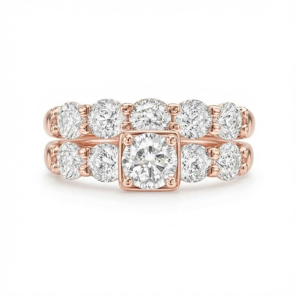 2.00 CT Lab-Grown Diamond 2PCS Bridal Set in 14K White Gold – Gorgeous Engagement & Wedding Ring Design