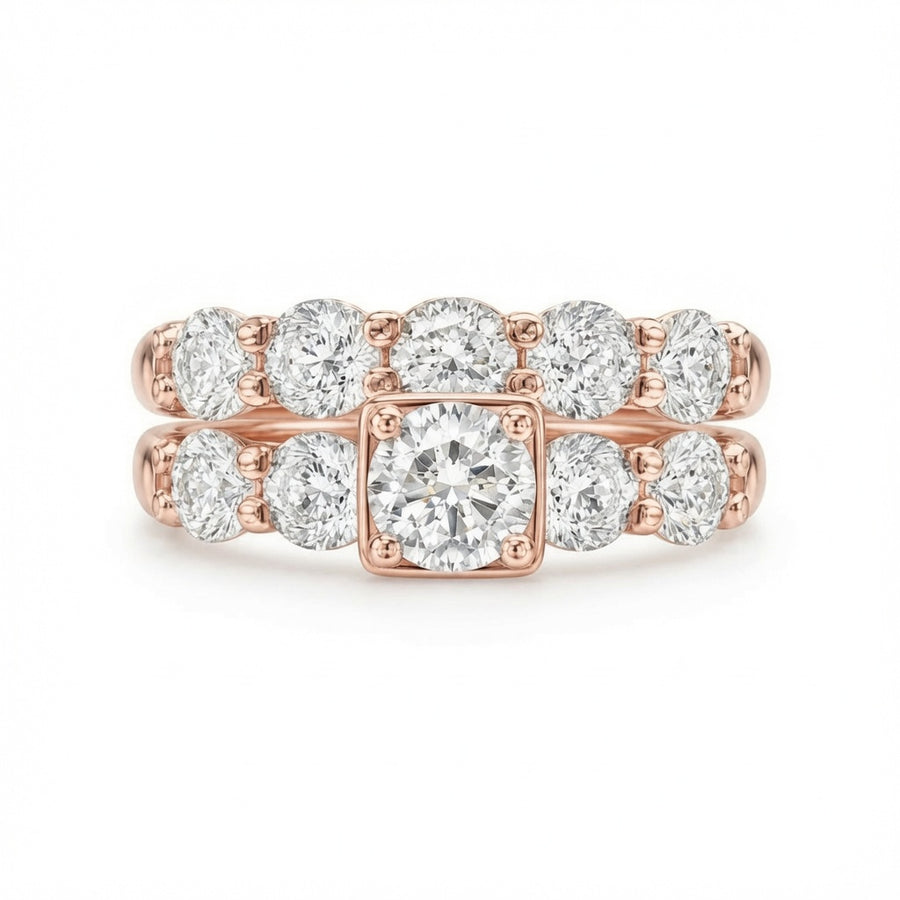 2.00 CT Lab-Grown Diamond 2PCS Bridal Set in 14K White Gold – Gorgeous Engagement & Wedding Ring Design