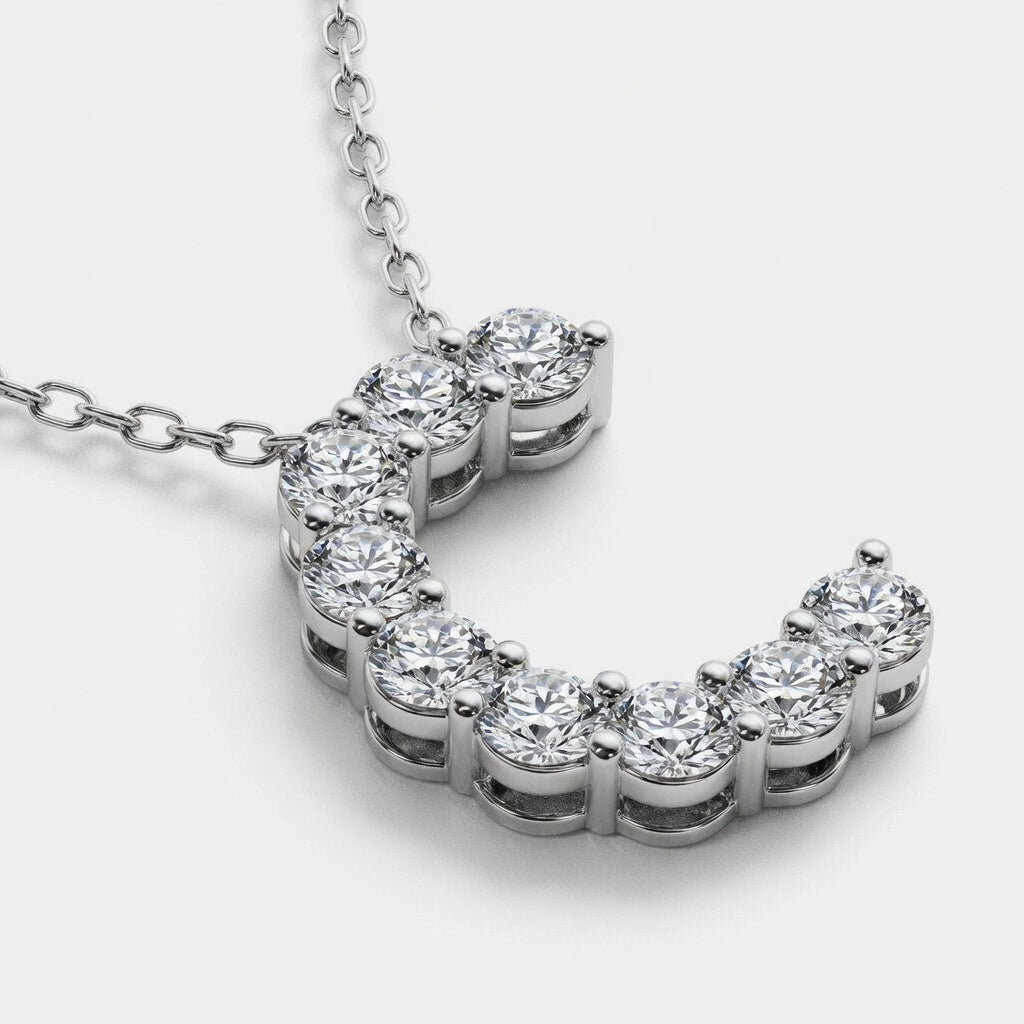 1.00 CTW Round Lab-Grown Diamond Initial C Personalized Pendant (D–F / VS1–VS2)