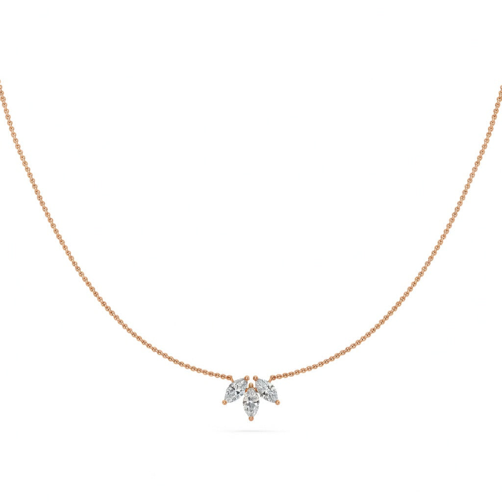 0.45 Ct Marquise Cut Diamond Chain Necklace VS1 D-F White Gold 14k