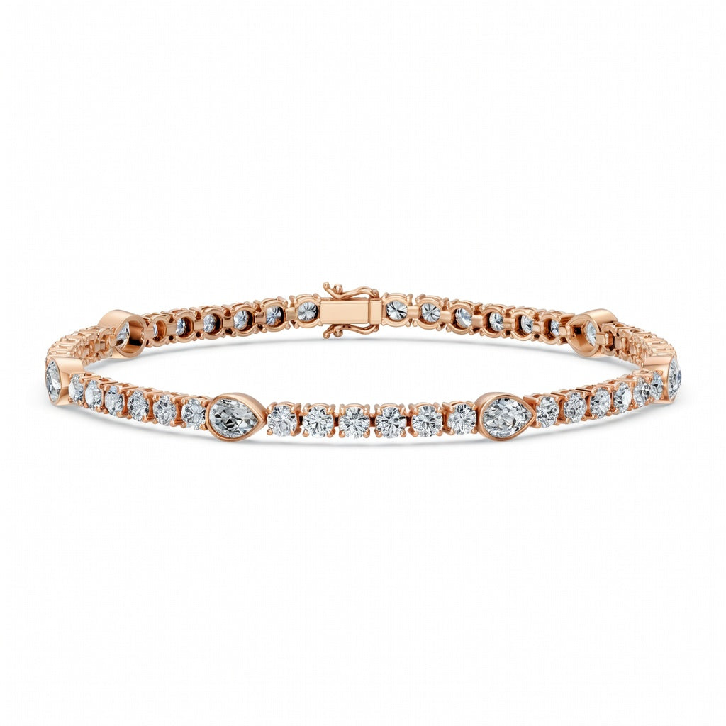 9.08 Carat Marquise Cut Diamond Tennis Bracelet VS1 D F White Gold 14k