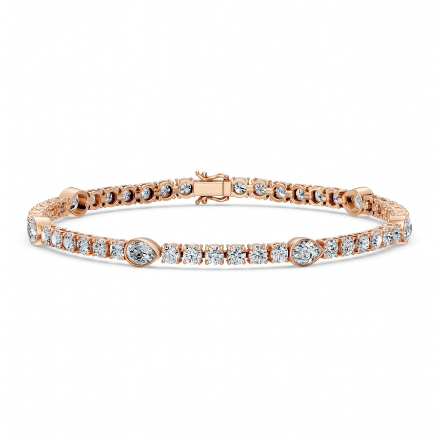 9.08 Carat Marquise Cut Diamond Tennis Bracelet VS1 D F White Gold 14k