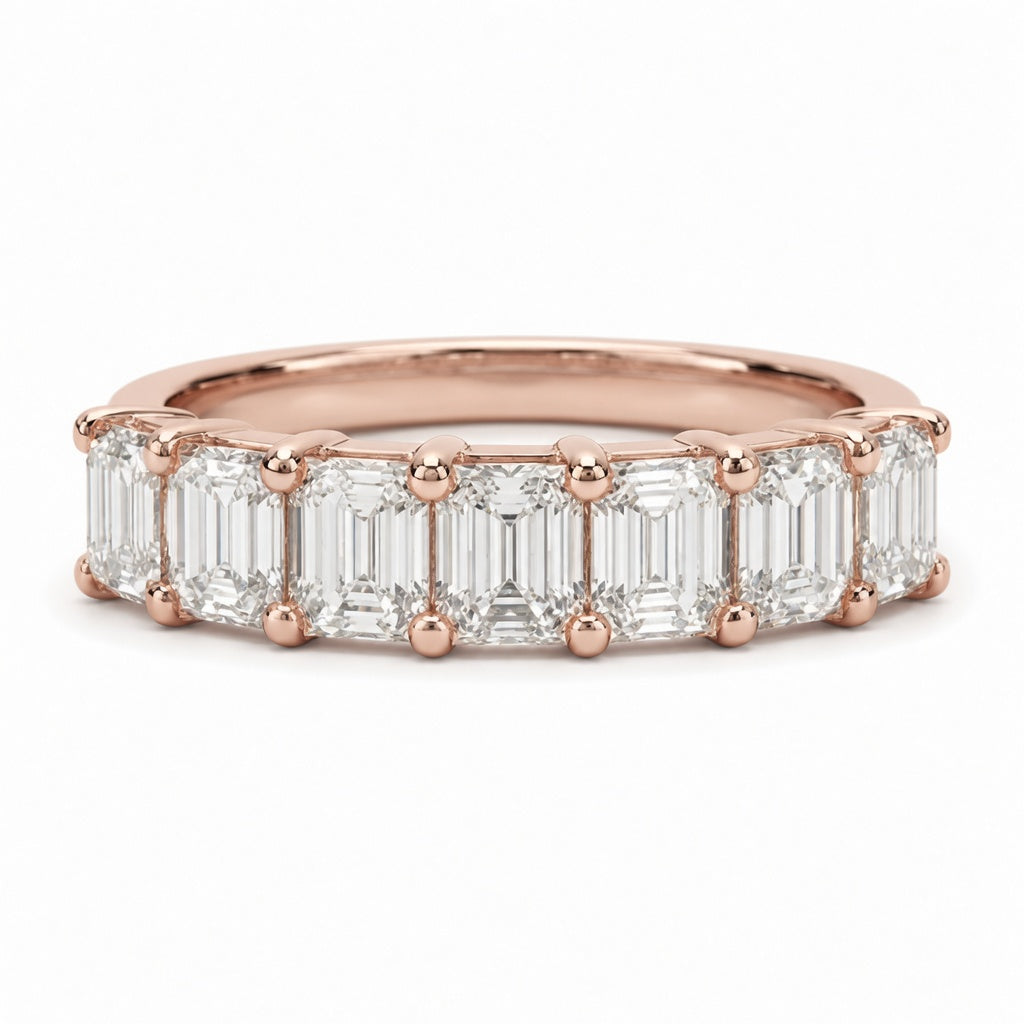 Diamond Half Eternity Ring 3.91 Carat Yellow Gold 14K