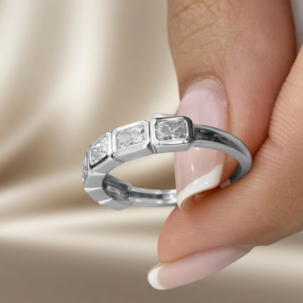 1.84 CT Lab-Grown Diamond Half Eternity Ring in 14K White Gold (D–F / VS1–VS2)
