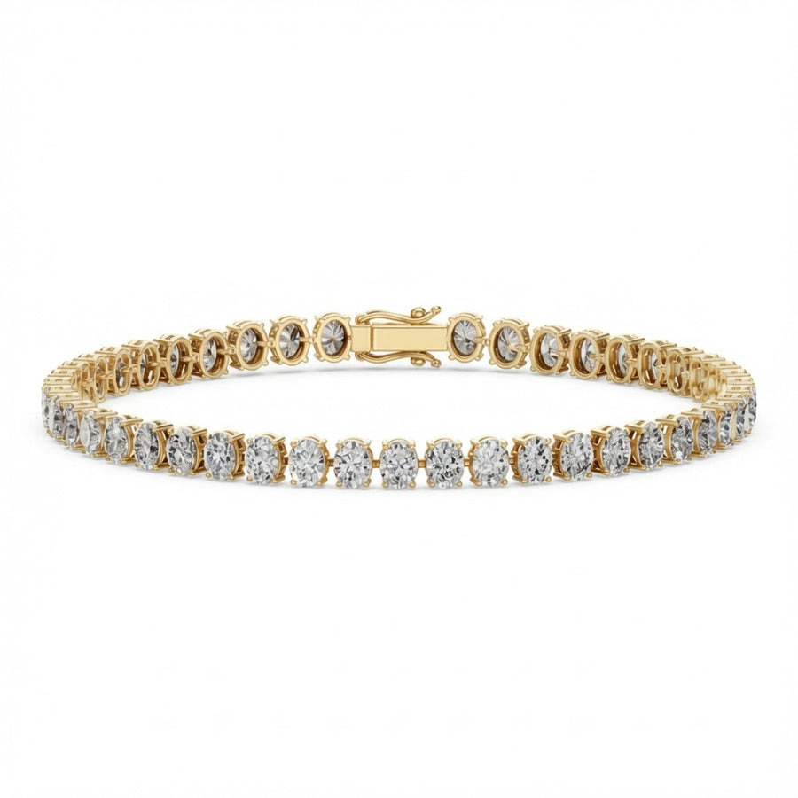 8.33 Carat Oval Cut Diamond Tennis Bracelet VS1 D F White Gold 14k
